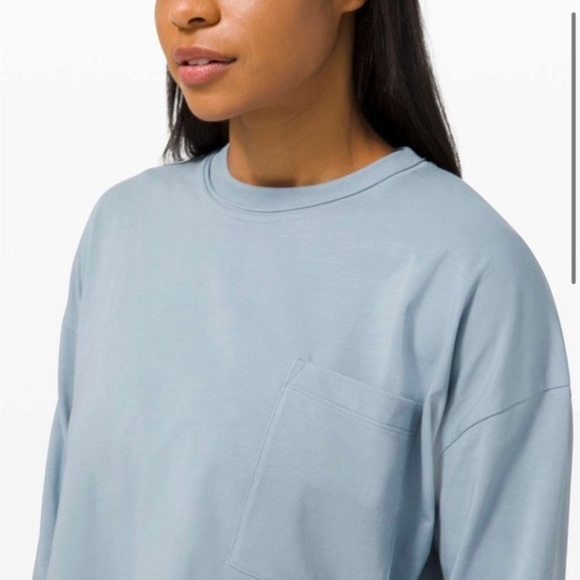 Lululemon Long Sleep Blue Crop Top tee - Picture 5 of 7